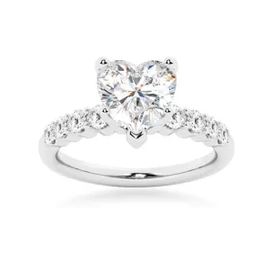Classic Shared-Prong Heart Shaped Engagement Ring