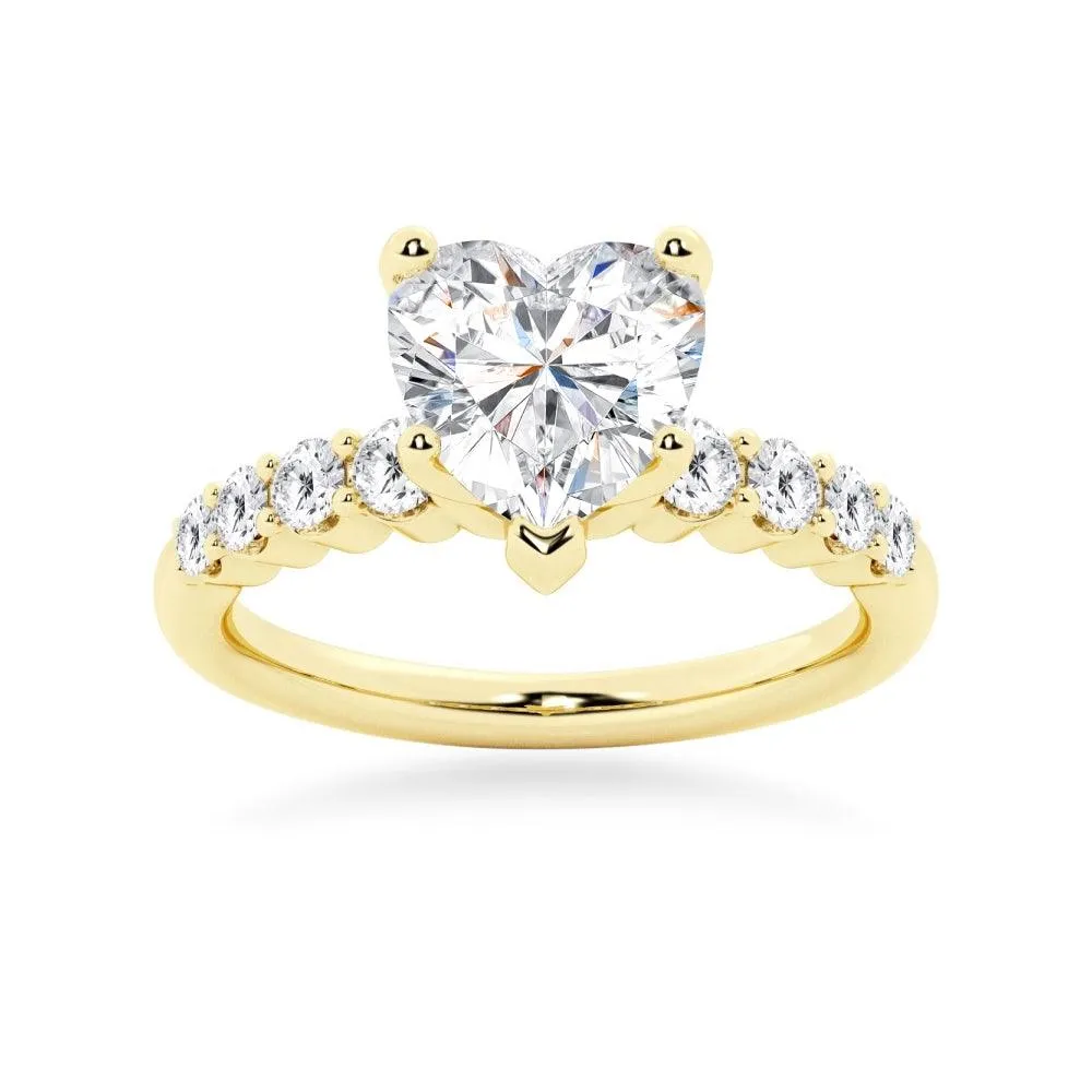 Classic Shared-Prong Heart Shaped Engagement Ring