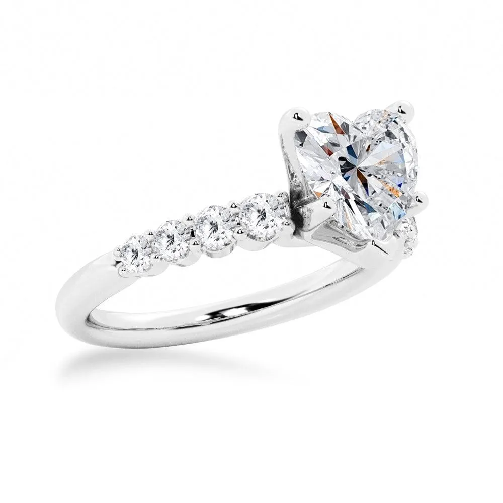 Classic Shared-Prong Heart Shaped Engagement Ring