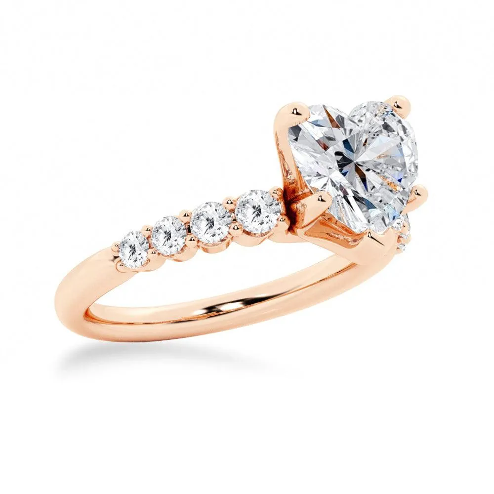 Classic Shared-Prong Heart Shaped Engagement Ring