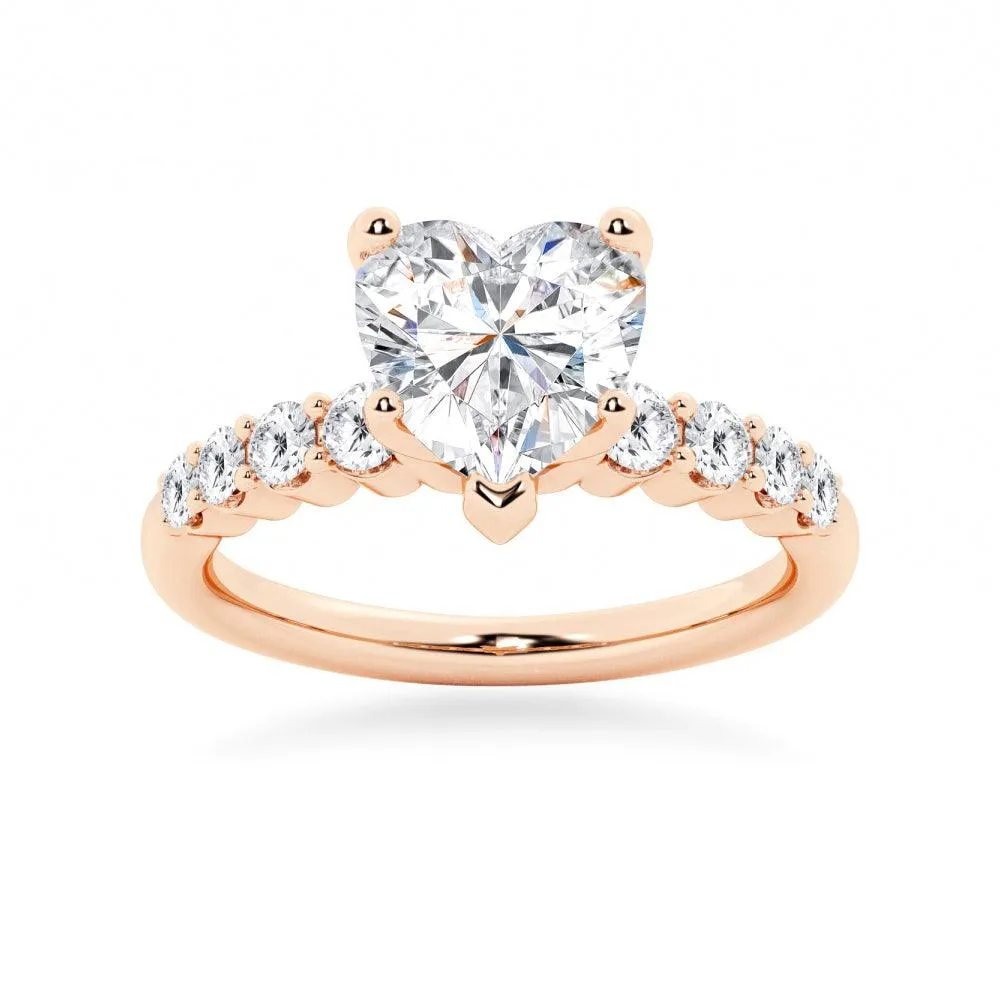 Classic Shared-Prong Heart Shaped Engagement Ring