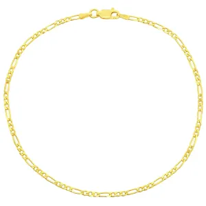Classic Women's Anklet - Gold Plated Sterling Silver 2mm Figaro Design | Q-5759-9
