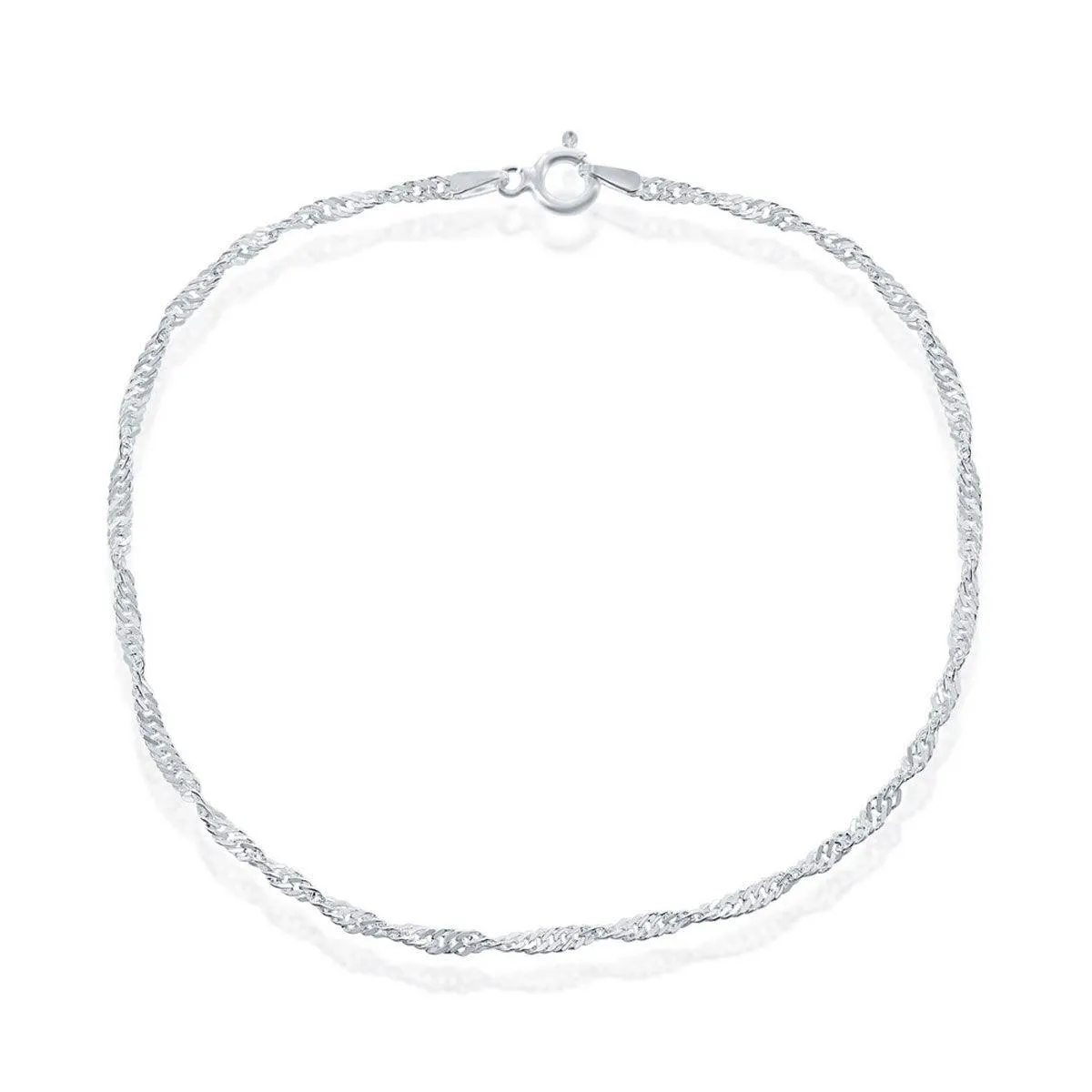 Classic Women's Anklet - Silver Plated 2mm Singapore | R-9259