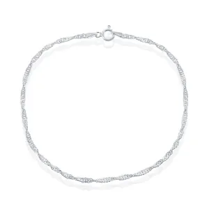 Classic Women's Anklet - Silver Plated 2mm Singapore | R-9259