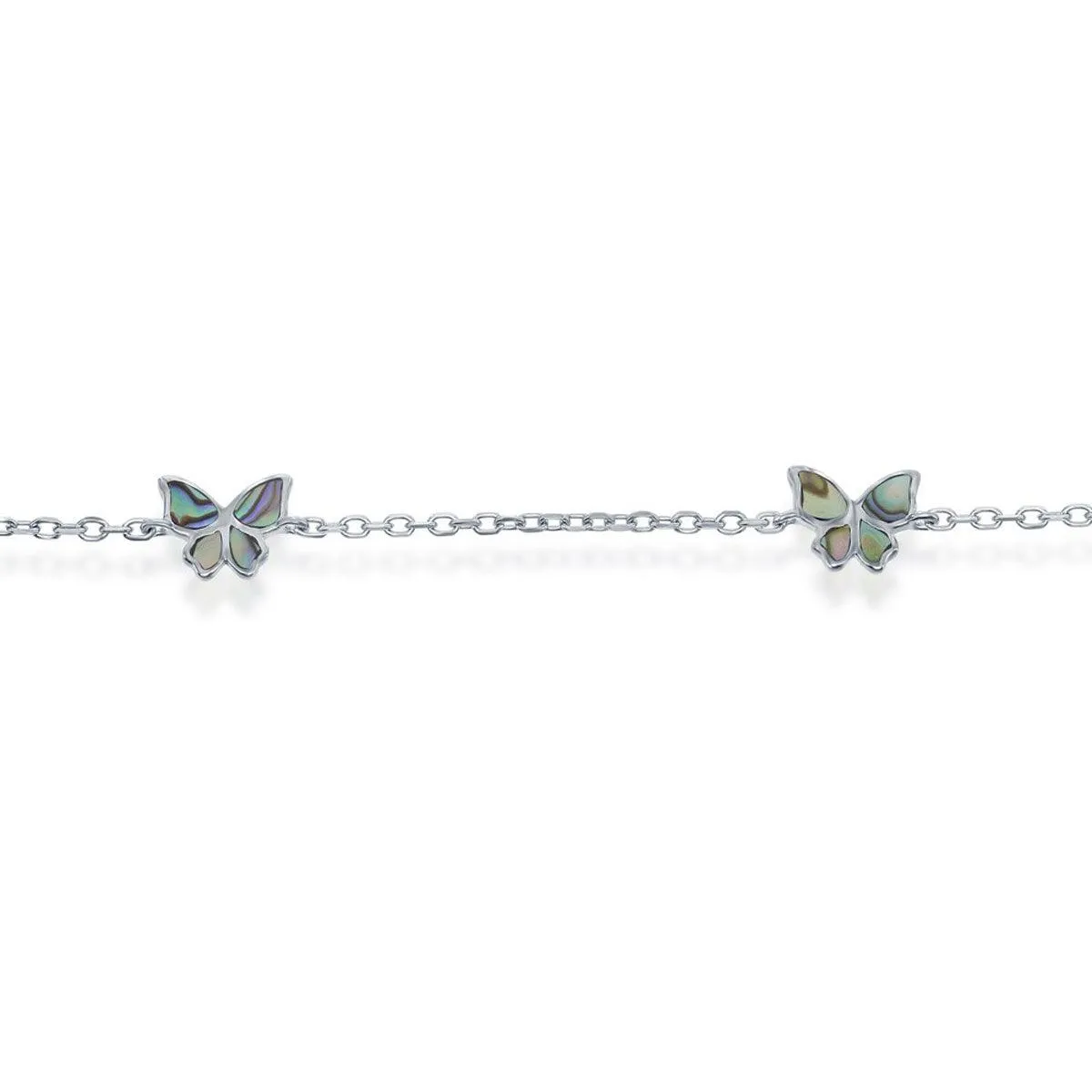 Classic Women's Anklet - Sterling Silver Abalone Butterfly | R-9245