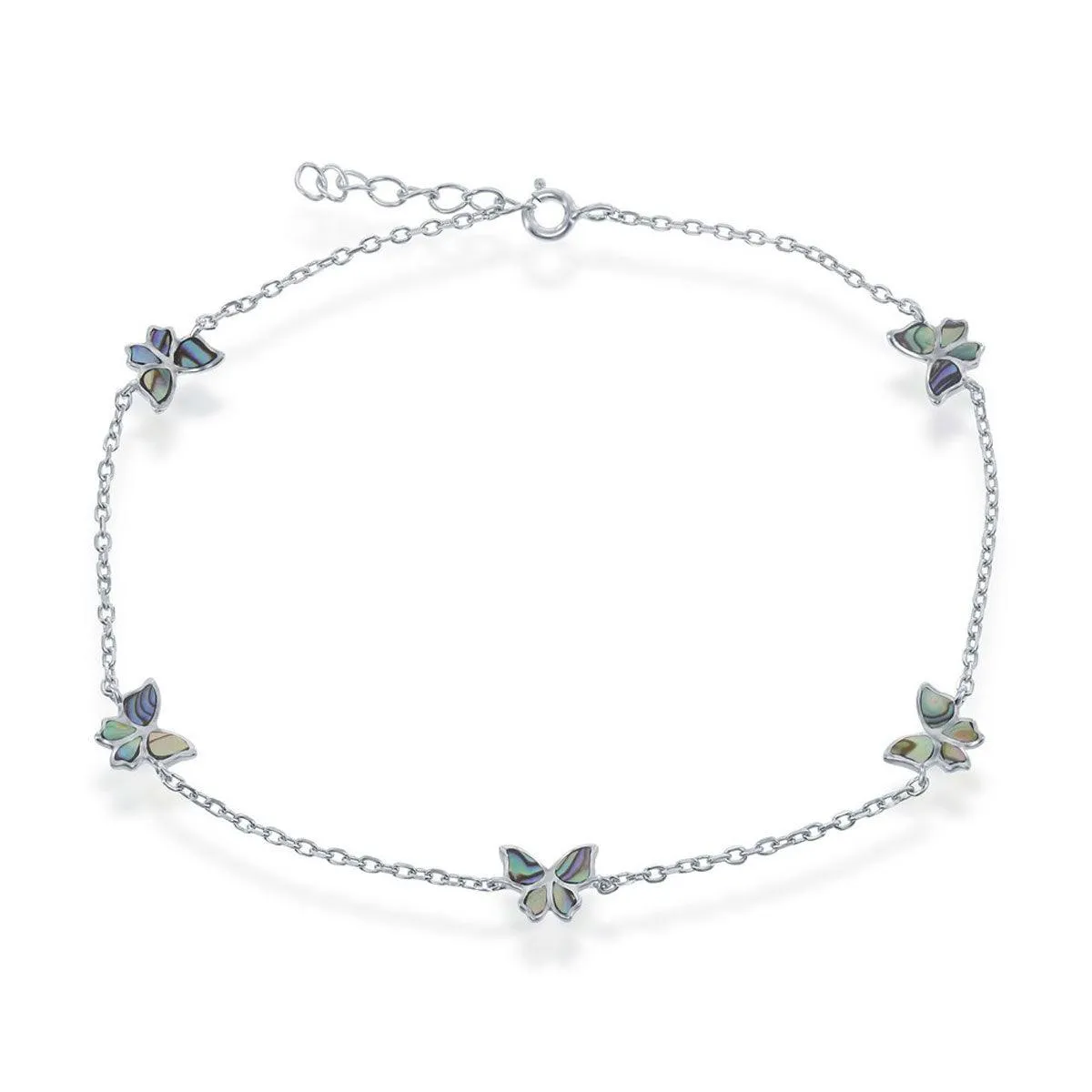 Classic Women's Anklet - Sterling Silver Abalone Butterfly | R-9245