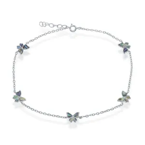 Classic Women's Anklet - Sterling Silver Abalone Butterfly | R-9245