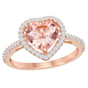 Classic Women's RG Plated Heart Morganite CZ Ring - W-2076