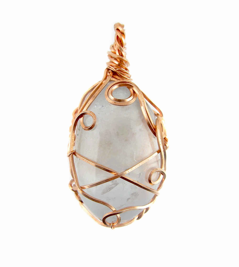 Simple Accessory Modern Accessory Polished Blue Celestite Pendant Necklace, Copper Wire-Wrapped, with 20" Chain, Handmade  #8