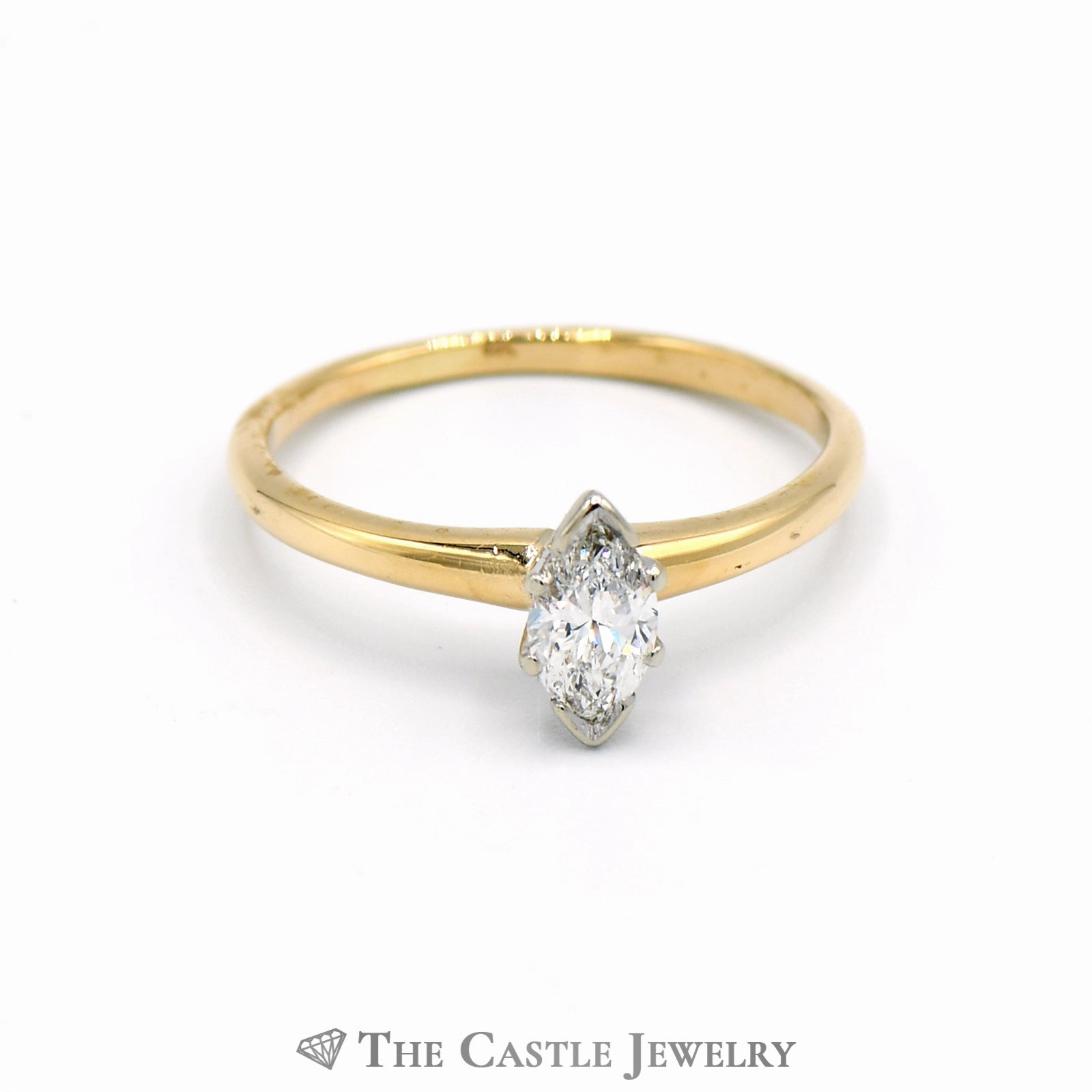 Marquise Cut .45 Carat Solitaire Engagement Ring in 14k Yellow Gold Daily Comfort