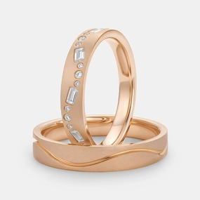 Artisan Flair Expressive Style Classic Moissanite Engraved Couple Ring Set 2pcs - Chloe