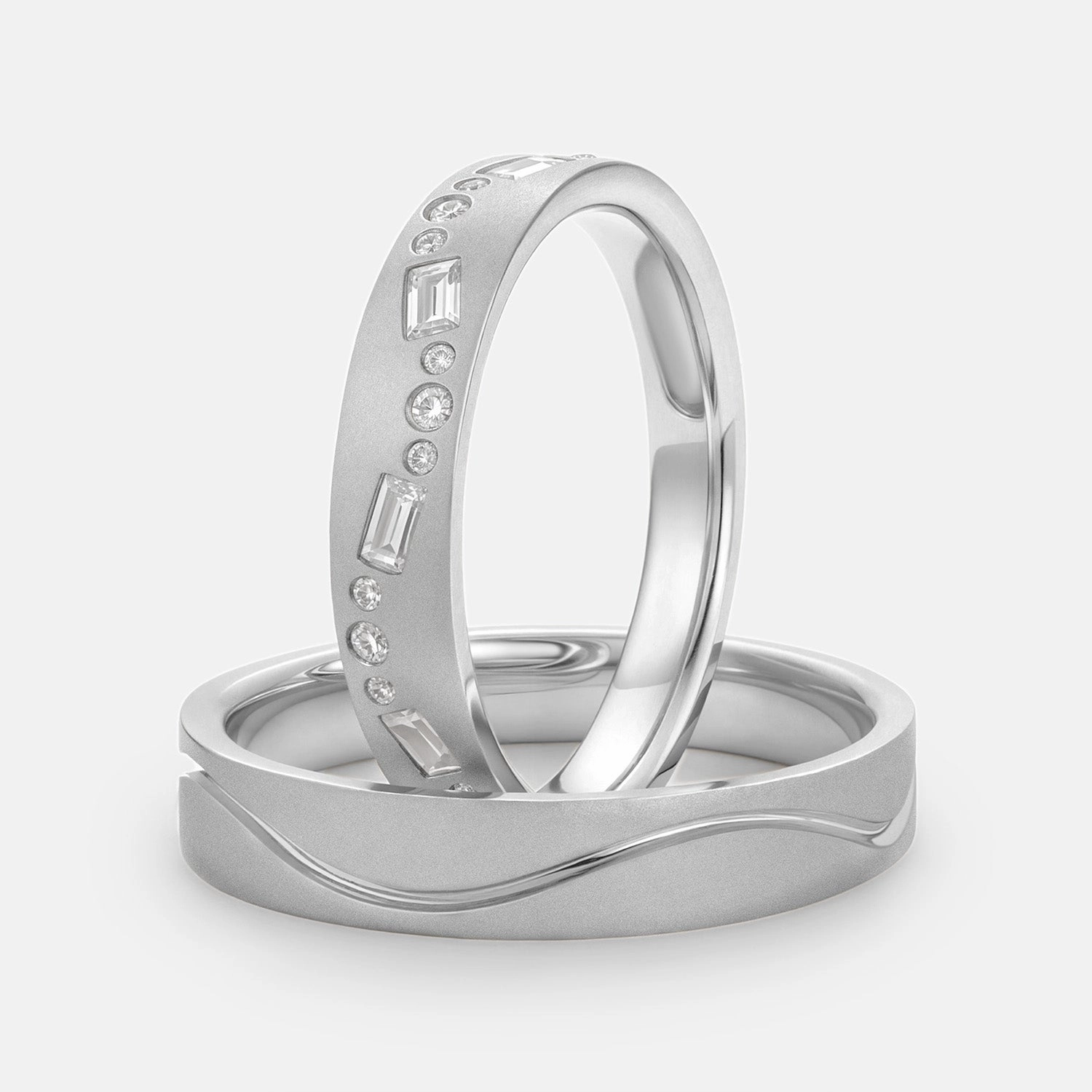 Classic Moissanite Engraved Couple Ring Set 2pcs - Chloe Allure Factor