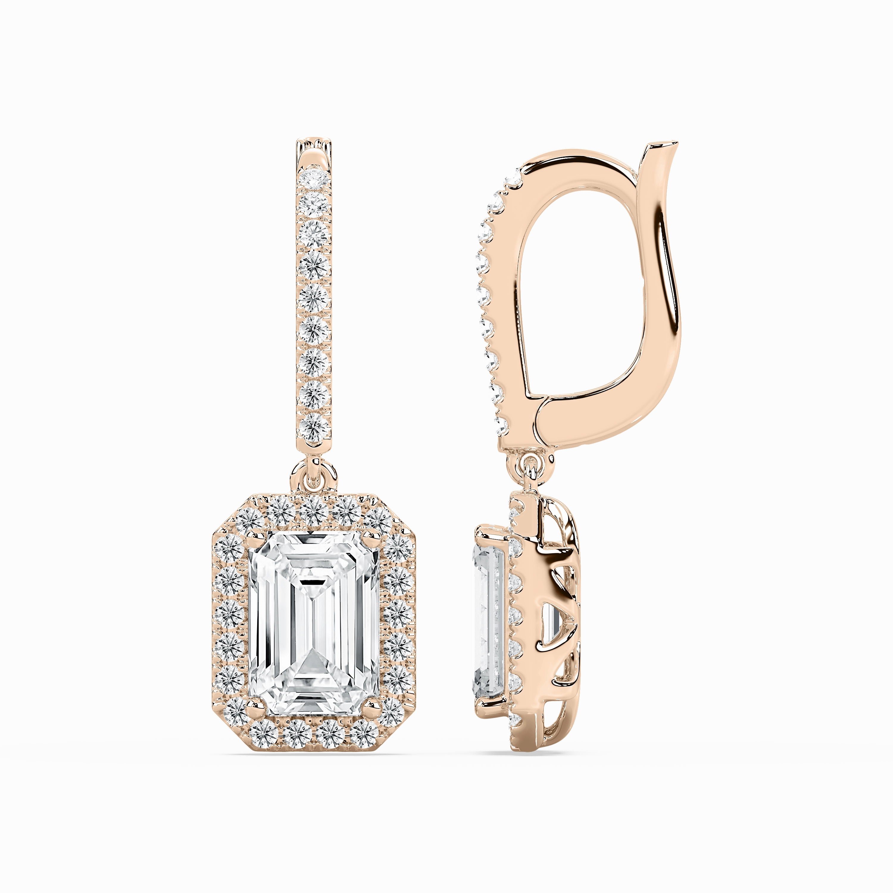 Vacation Decoration 3 1?? ctw Round Lab Grown Diamond Halo Drop Earrings