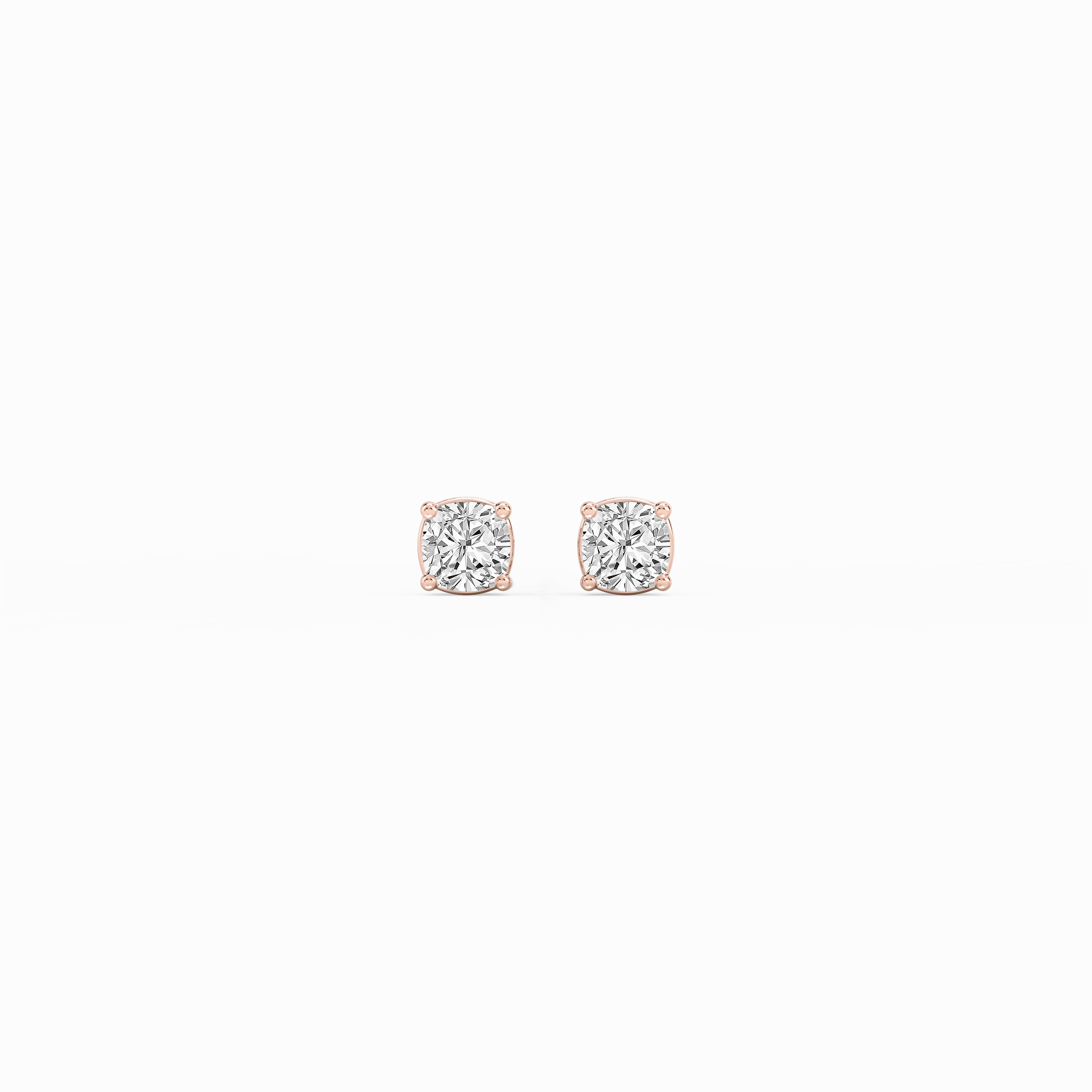 Shiny Detail Cushion Lab Grown Diamond Classic Four Prong Stud Earrings
