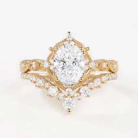 Glow Ready 1.5ct Signature Vintage Lab Grown Diamond Ring Set - Charlotte