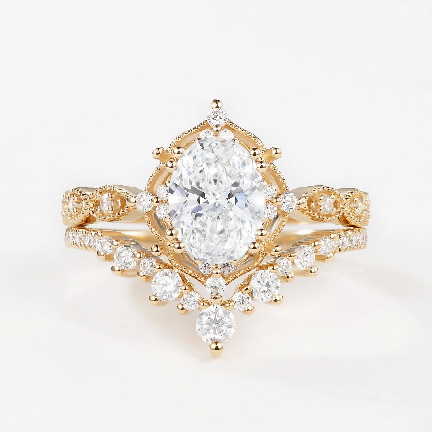 1.5ct Signature Vintage Lab Grown Diamond Ring Set - Charlotte Vogue Touch