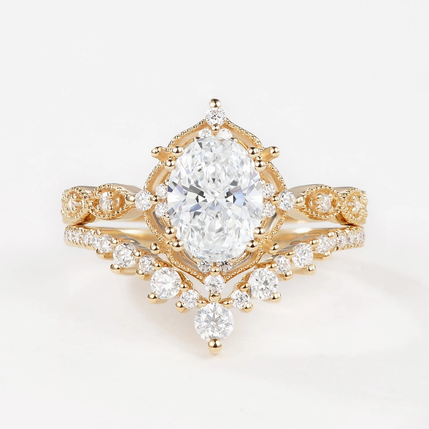 Glow Ready 1.5ct Signature Vintage Lab Grown Diamond Ring Set - Charlotte