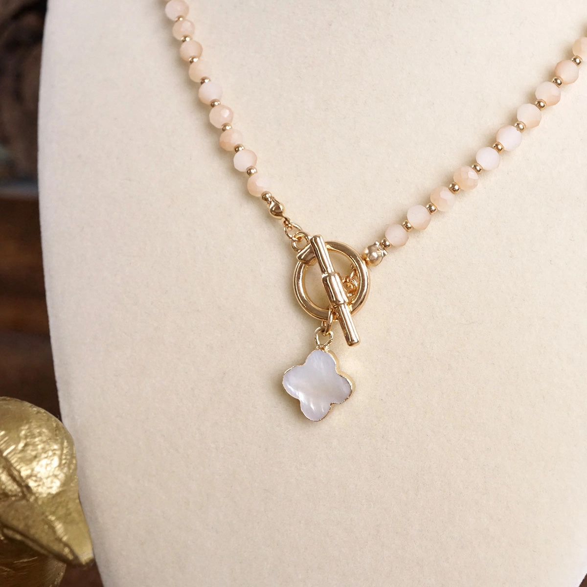 Networking Item Urban Street Moonlit Clover ?C Beaded Necklace with Mother of Pearl Pendant