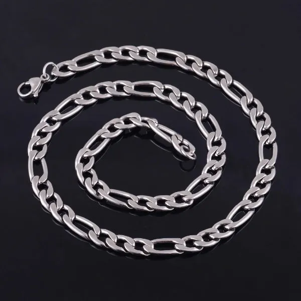 Classy Men 13.5mm Silver Figaro Chain Necklace