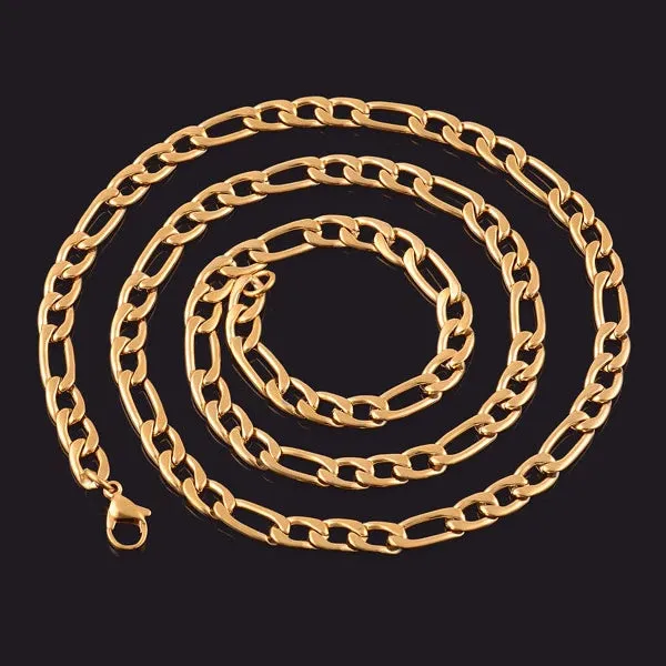 Classy Men 3mm Gold Figaro Chain Necklace