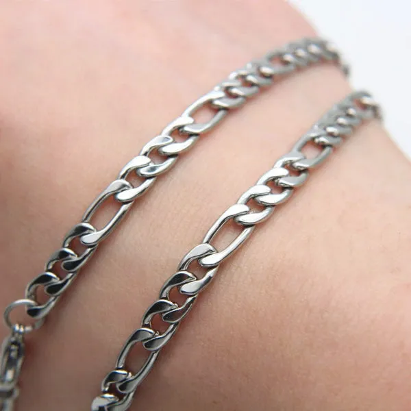 Classy Men 4mm Silver Figaro Chain Necklace