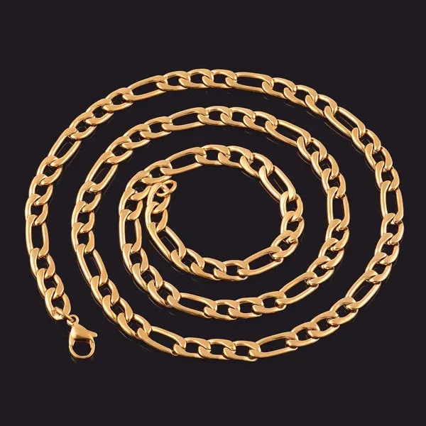 Classy Men 6mm Gold Figaro Chain Necklace