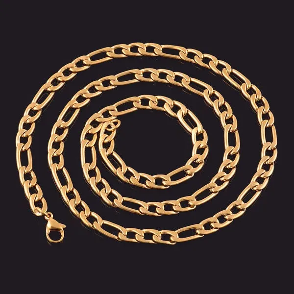 Classy Men 7.5mm Gold Figaro Chain Necklace