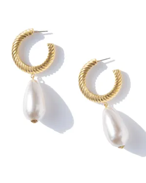 Claudia Pearl Drop Earrings in White | White
