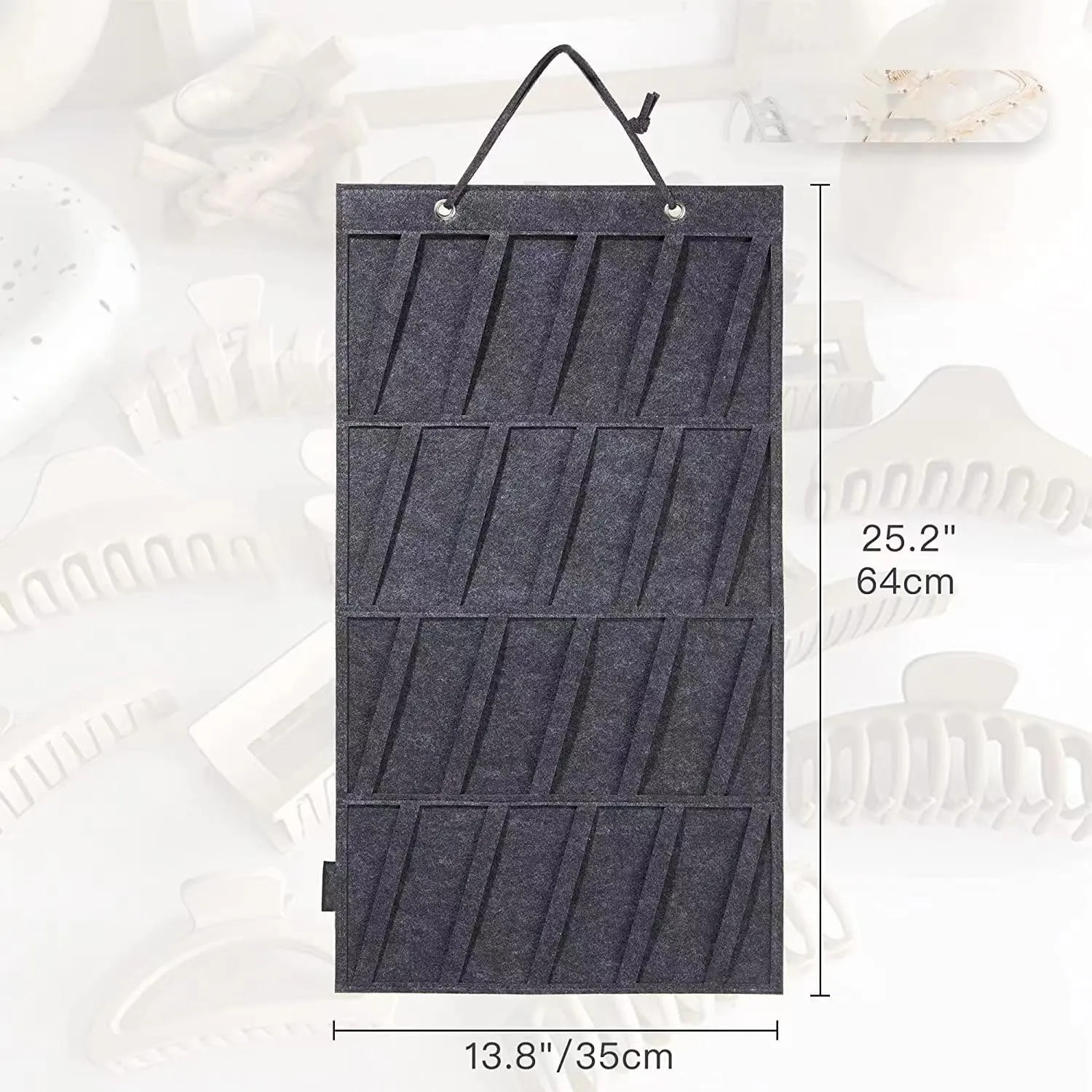 Claw Clip Organizer Wall Decorations Large Claw Clip Storage Rack (Black)