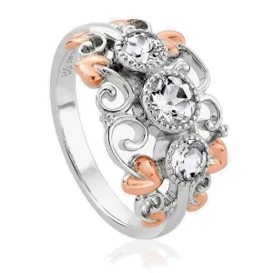 Clogau Tree Of Life Sterling Silver and White Topaz Trilogy Ring 3SENCR2