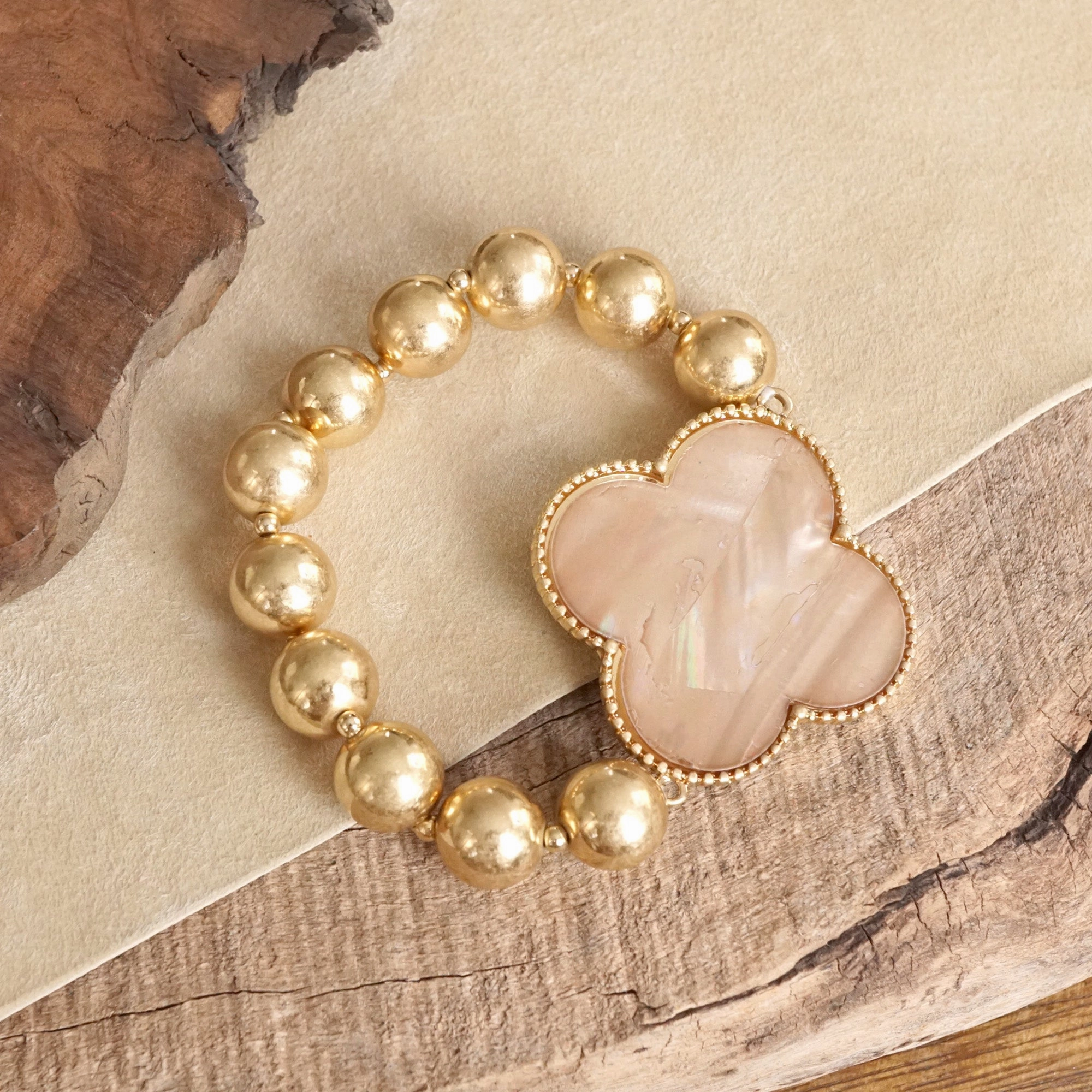 Clover Golden Chunky Beads Bracelet Original Concept