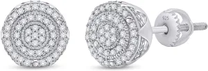 Cluster Halo Diamond Stud Earrings for Men 0.40 Cttw Natural or Lab Grown Diamond Ear Studs with Secure Screw Backs in 10K Solid Gold and 925 Sterling Silver Jewelry Gift for Him Aretes De Hombre