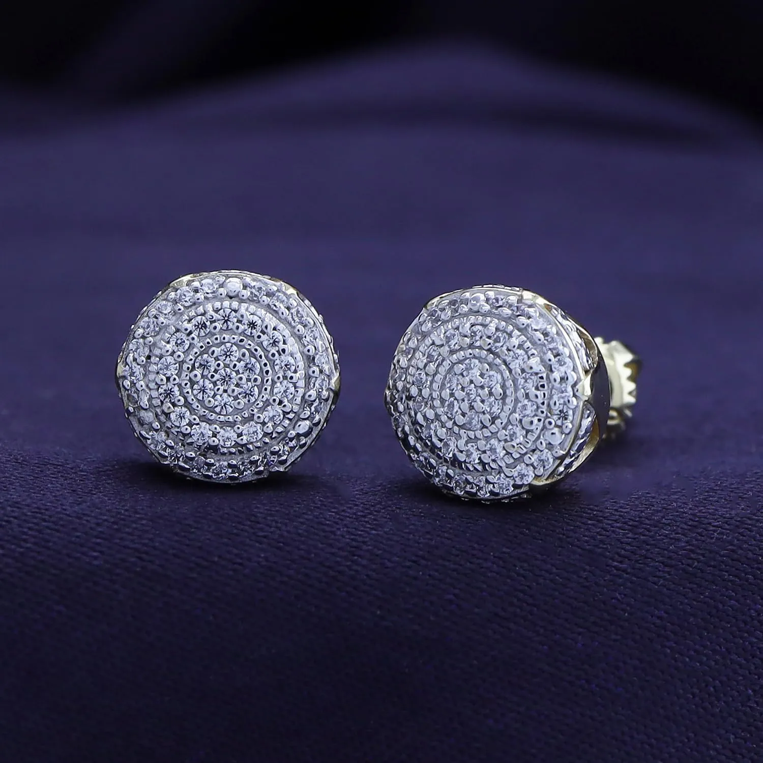 Cluster Halo Diamond Stud Earrings for Men 0.40 Cttw Natural or Lab Grown Diamond Ear Studs with Secure Screw Backs in 10K Solid Gold and 925 Sterling Silver Jewelry Gift for Him Aretes De Hombre