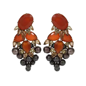 Cluster Pearl Fringed Earrings