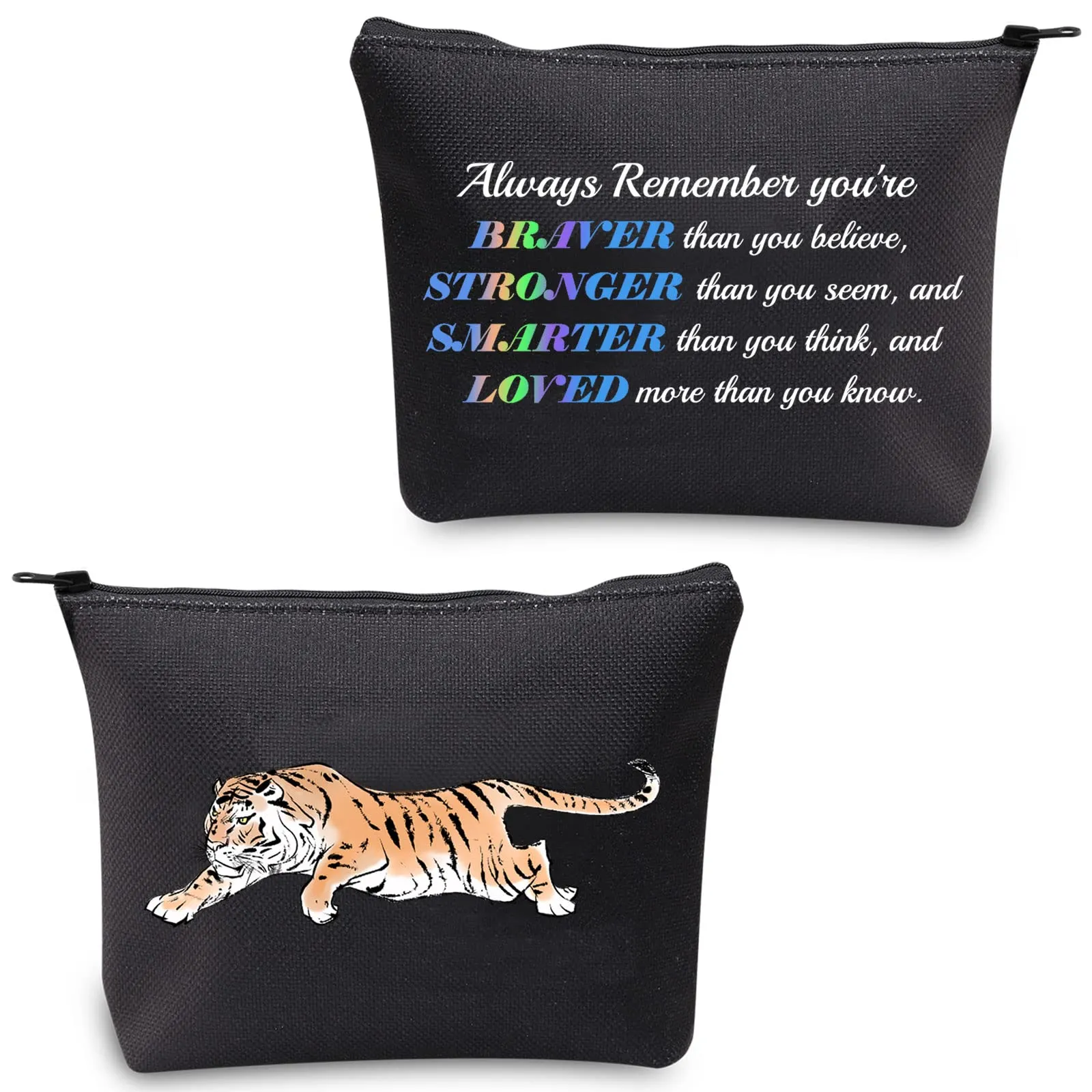 CMNIM Tiger Gifts Makeup Bag Tiger Lover Gifts Inspirational Tiger Animal Lover Gift Cosmetic Bag Zipper Travel Pouch Organizer (Tiger Gifts Makeup Bag)
