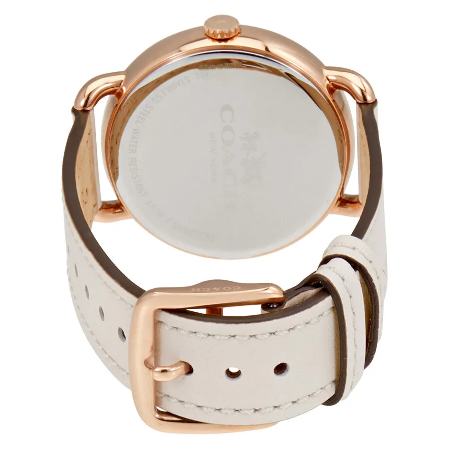 Coach Delancey White Dial White Leather Ladies Watch