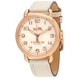 Coach Delancey White Dial White Leather Ladies Watch