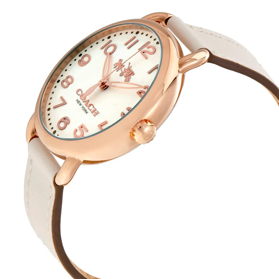Coach Delancey White Dial White Leather Ladies Watch