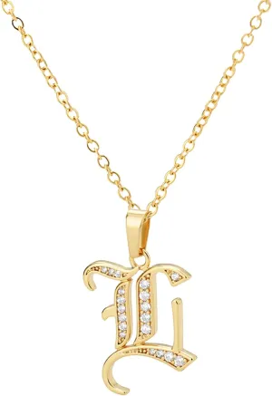 Collarbone Chain Sterlings Girls Necklace Pendant Necklace Silver Necklace Initial Letter and Initial (L, One Size)