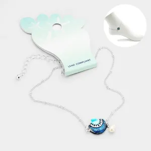 Colored Metal Shell Pearl Charm Anklet