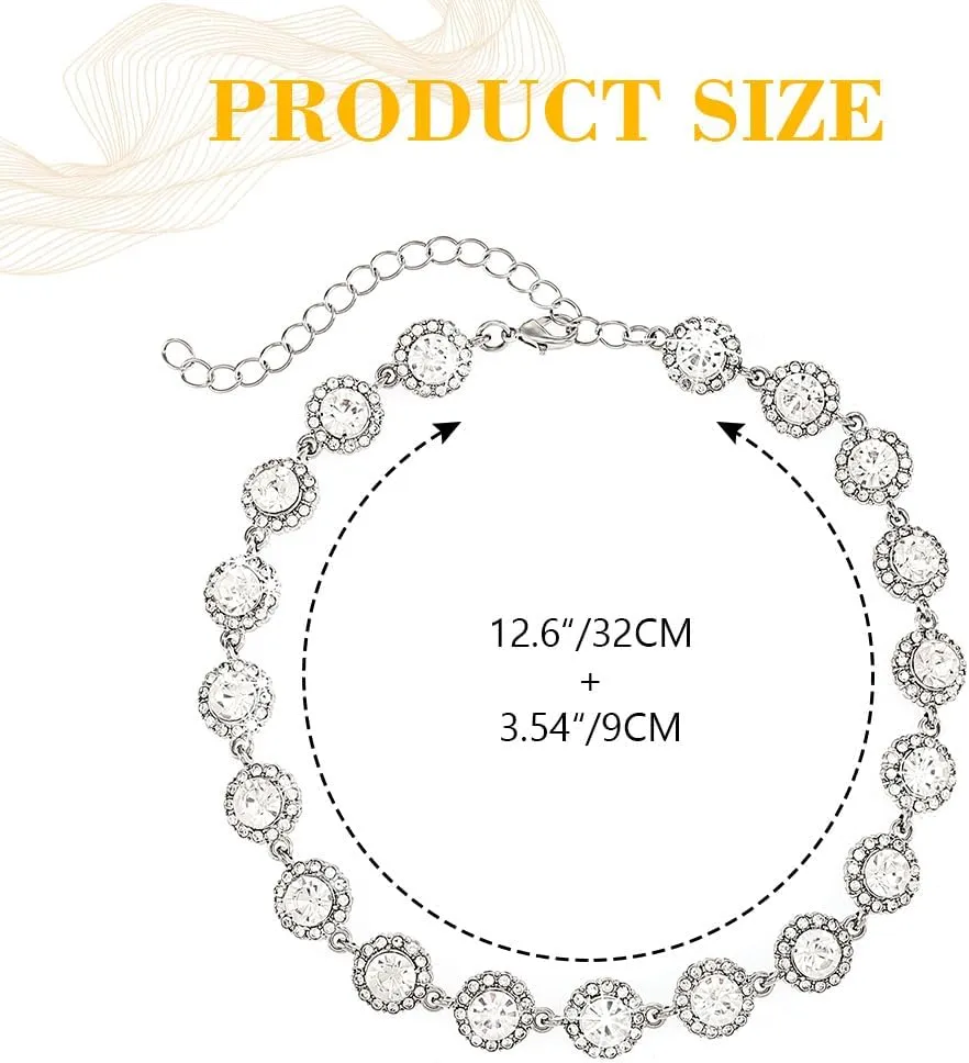Colorful Crystal Choker Necklace Sparkly Rhinestone Chokers Necklaces Gold Chain Party Prom Neck Jewelry for Women