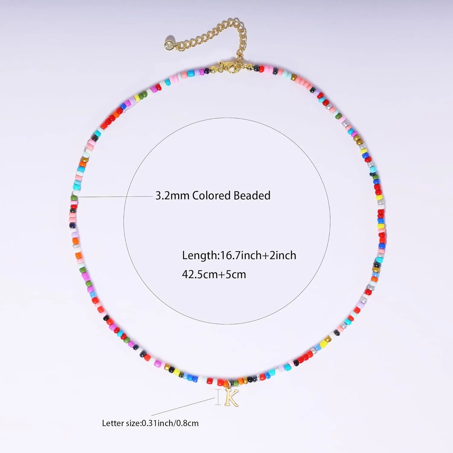 Colorful Initial Necklaces for Women, 14k Gold Plated Summer Initial Necklace Cute Beach Letter Necklace Personalized Gold Necklaces for Women Trendy Preppy Gold Jewelry for Womens