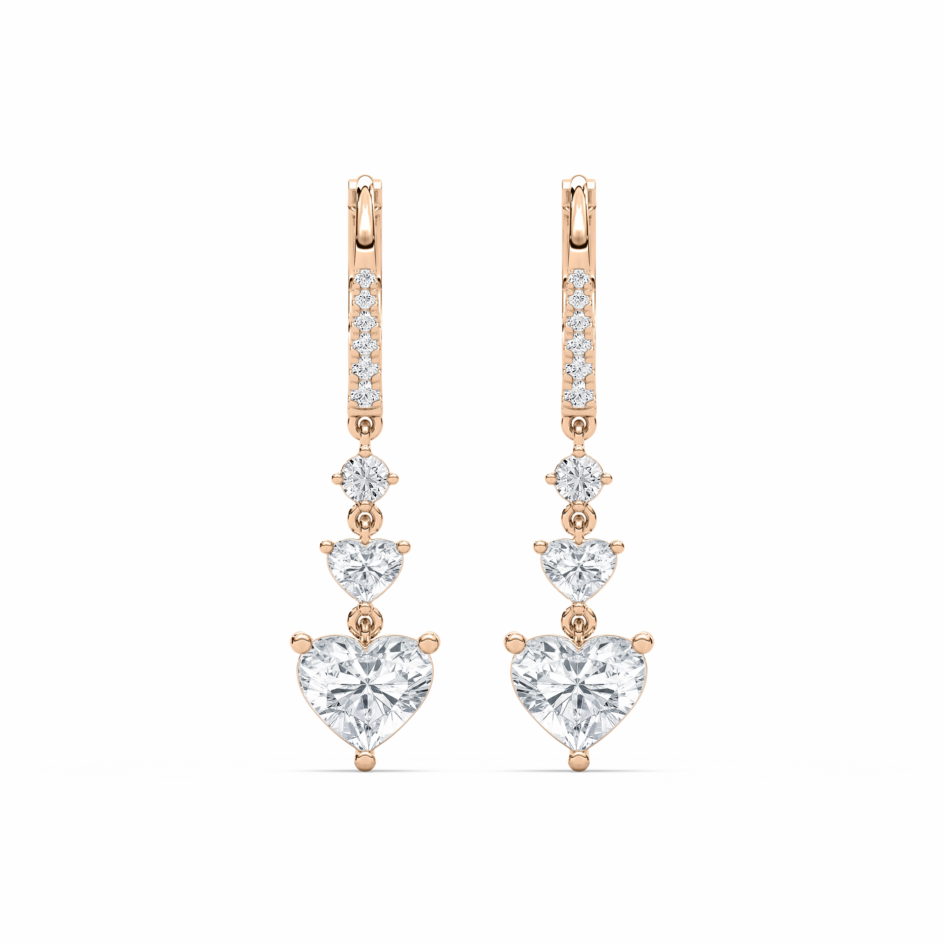 Contemporary Option Splendid Item 2 ctw Duo Heart & Round Lab Grown Diamond Dangle Earrings