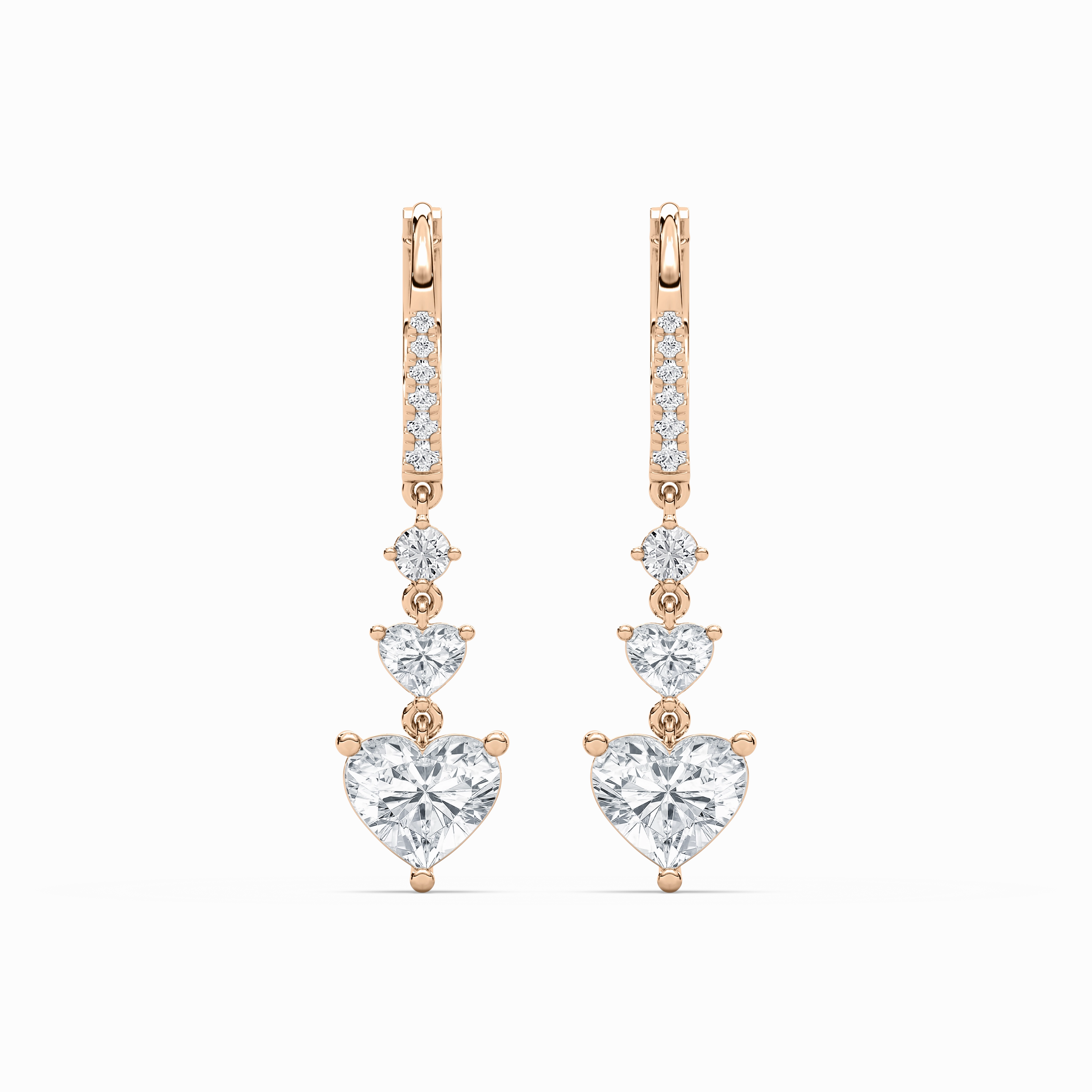 Grand Piece Luxurious Choice 2 ctw Duo Heart & Round Lab Grown Diamond Dangle Earrings
