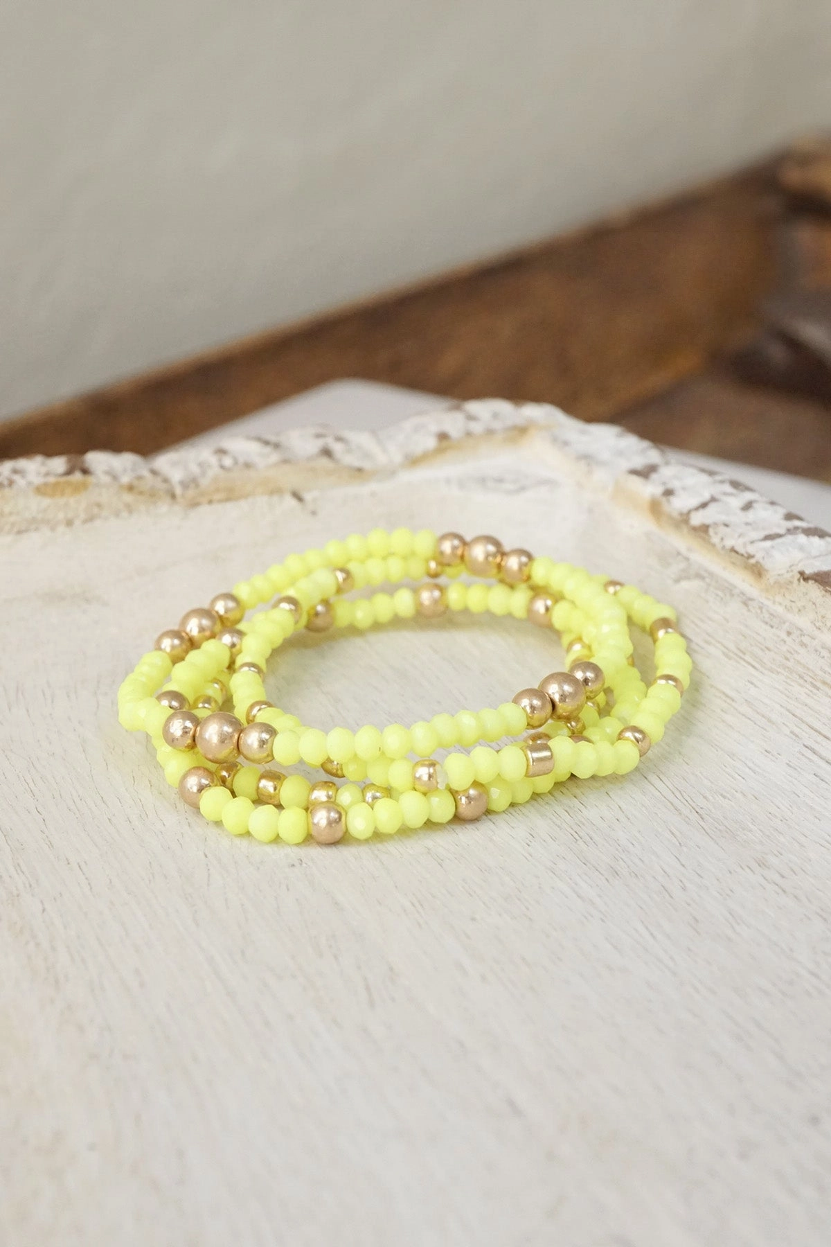 Infinite Possibilities Colorful and Gold tone beads bracelet stack of 3 bracelets