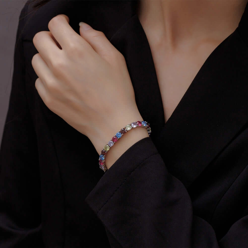 Colorful Four Prong Colored Diamond Tennis Bracelet Worthy Blend