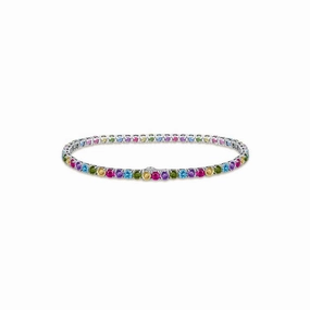 Colorful Four Prong Colored Diamond Tennis Bracelet Comfortable Ride