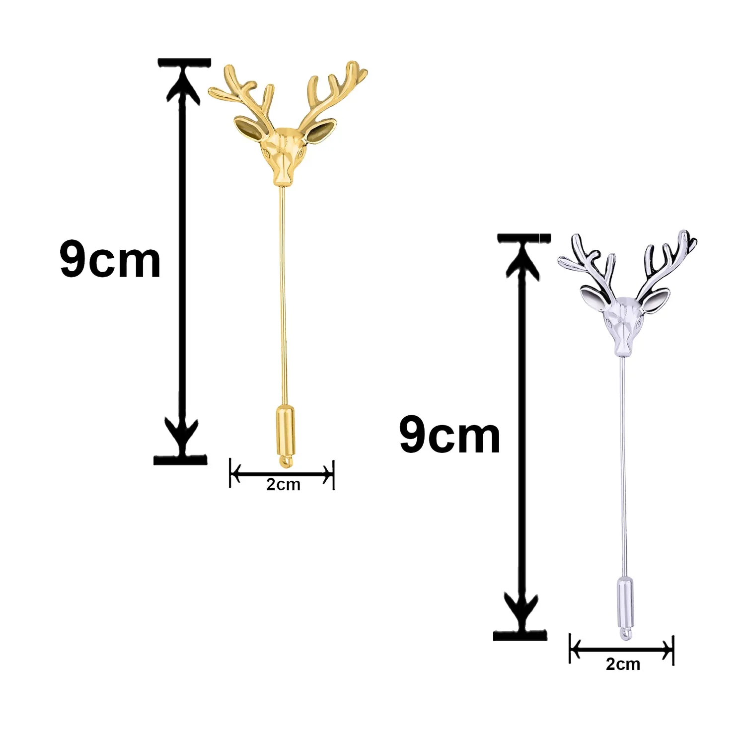 Combo of Golden and Silver Deer Face Shaped Lapel Pin Brooch