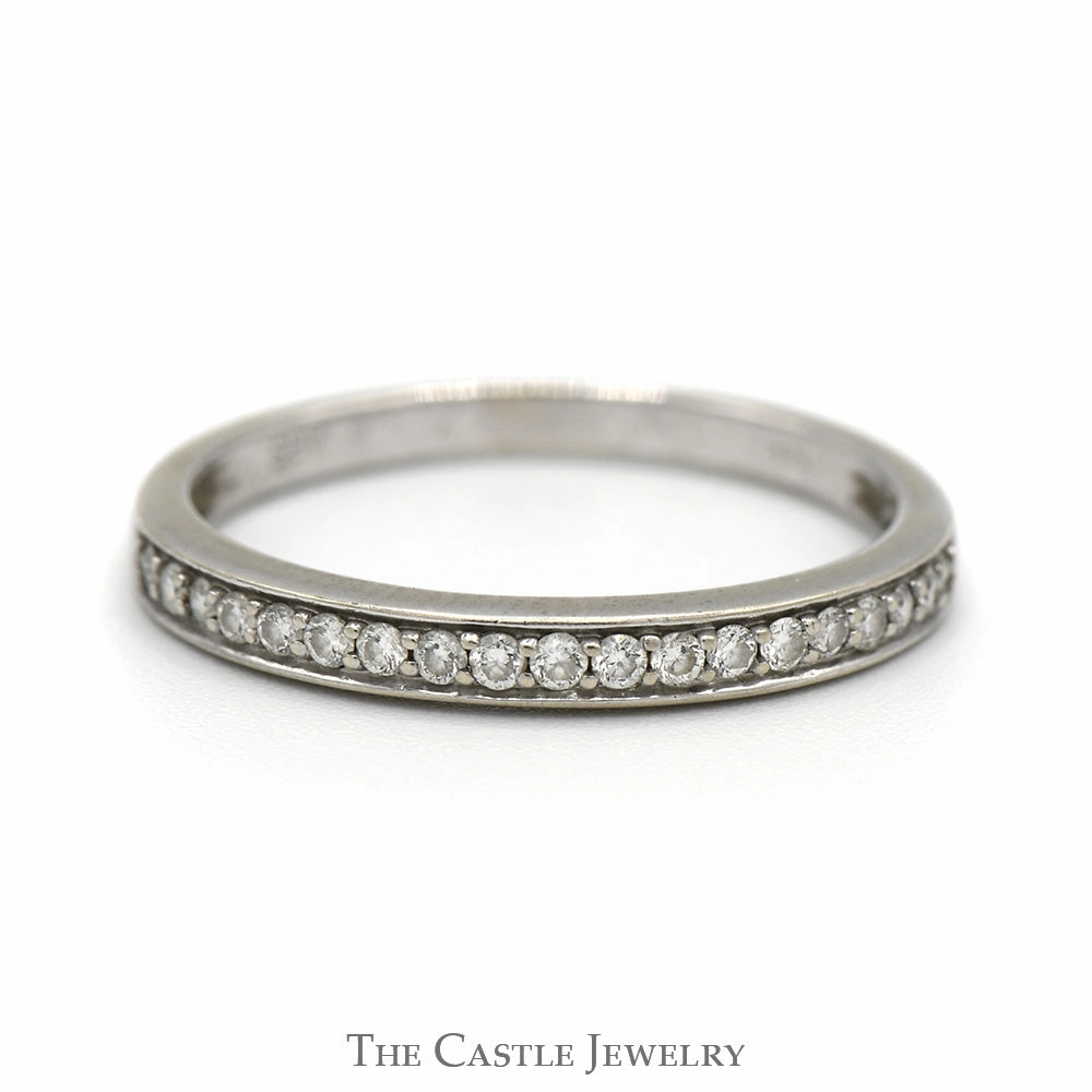 Strong Work Round Brilliant Cut Diamond Wedding Band in 14k White Gold