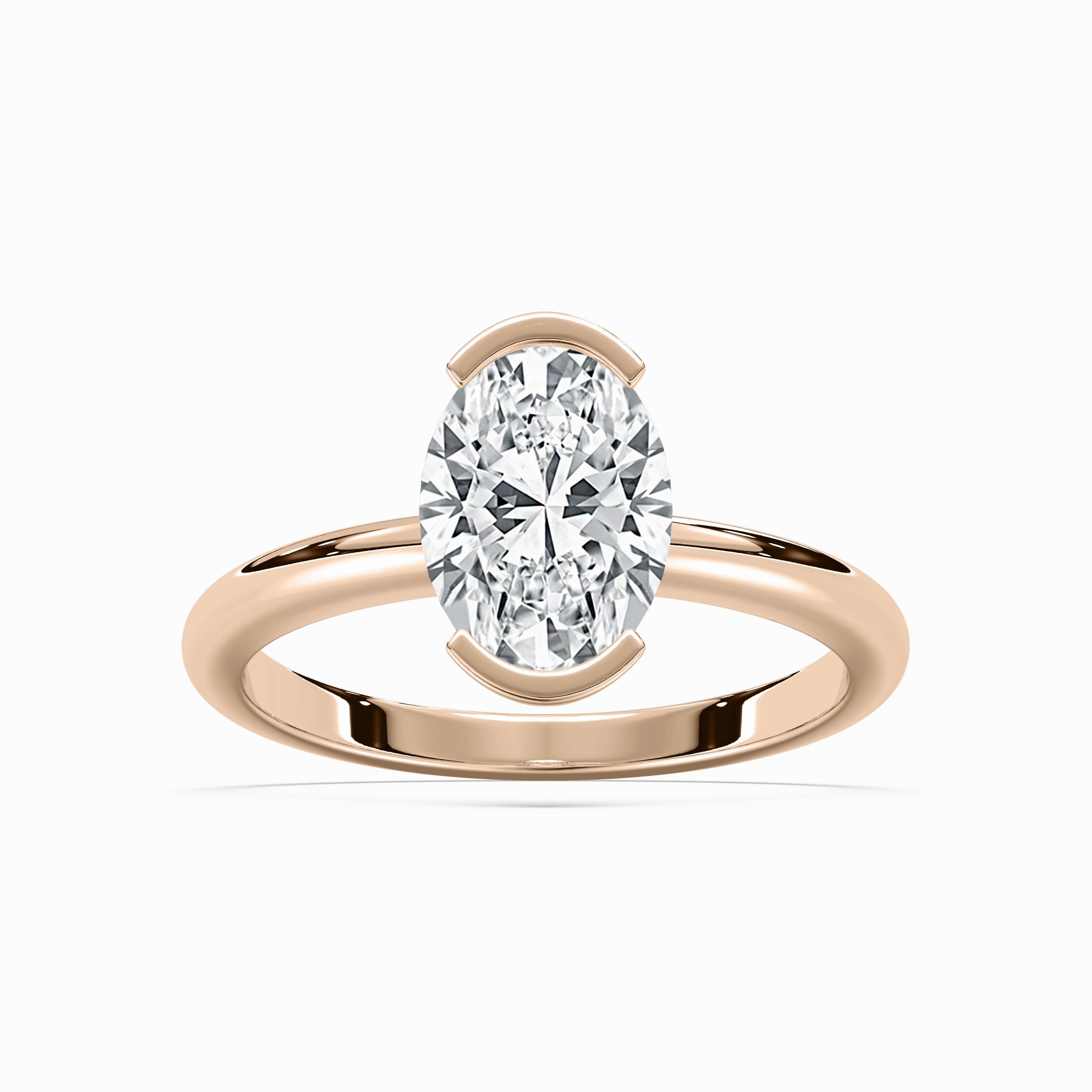 Louisa 2 2?? ctw Oval Lab Grown Diamond Semi Bezel Solitaire Engagement Ring Romantic Work Fashion Look